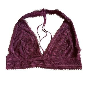 Out From Under Urban Outfitters Burgundy Lace Halter Bralette L